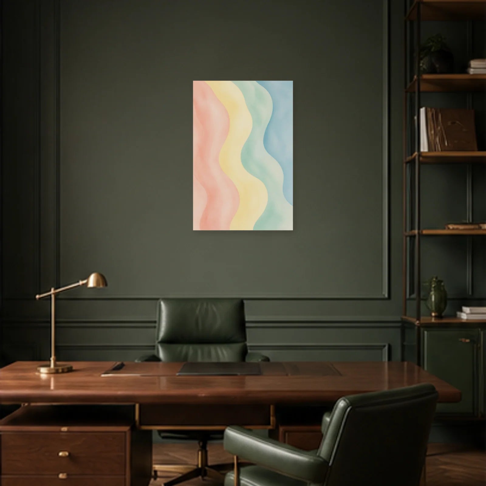 Affiche abstraite - Courants pastel dans un bureau - Art Virtuoso