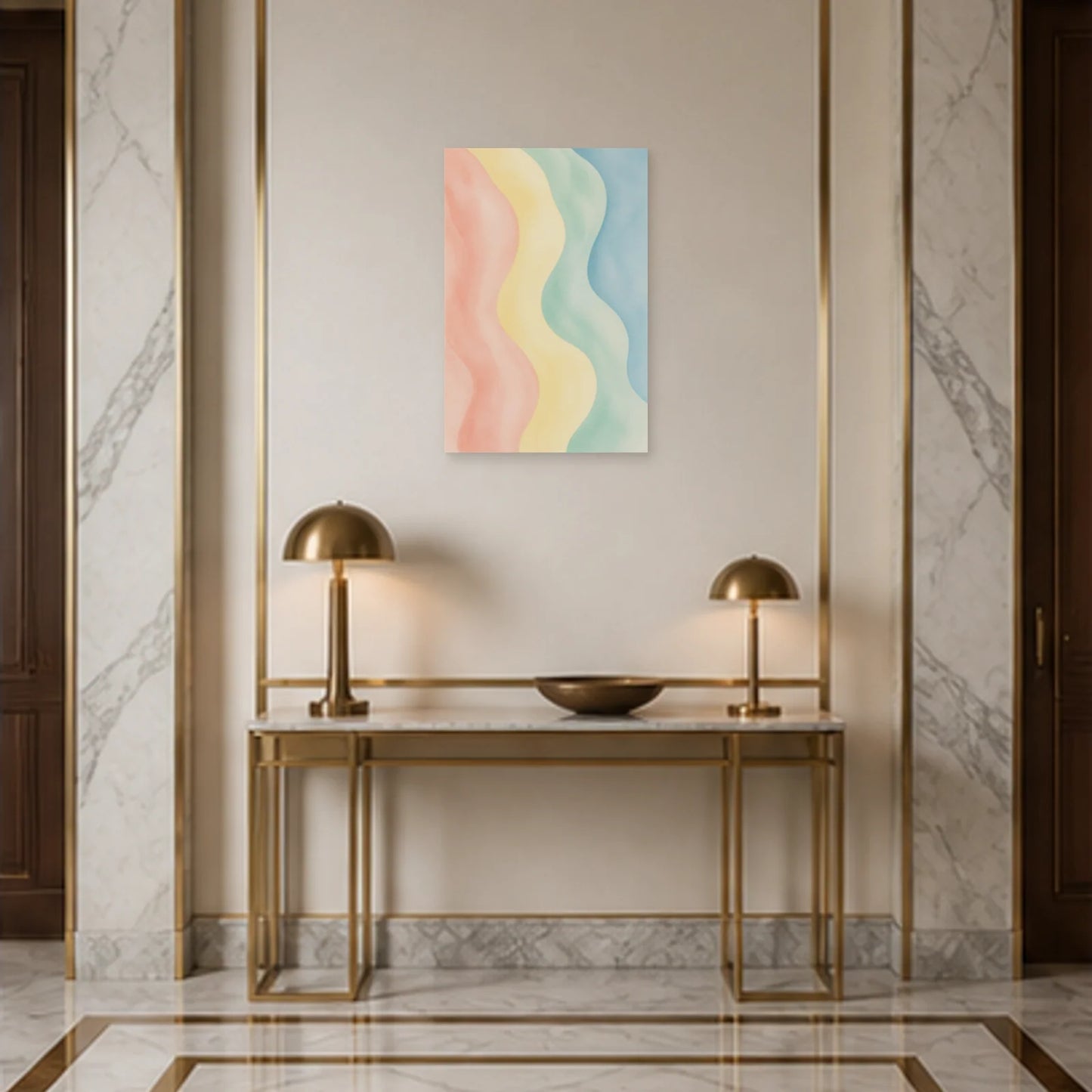 Affiche abstraite - Courants pastel dans une entrée ou un couloir - Art Virtuoso