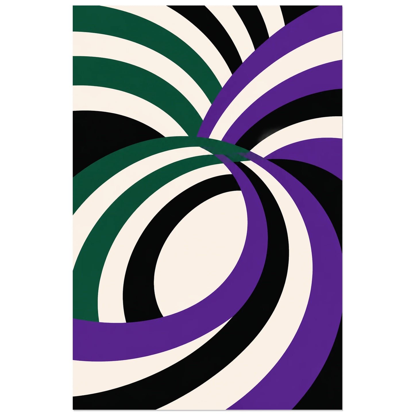 Affiche abstraite - Courbes moirées, op art en arcs entrelaces verticale, format 60 × 90 cm