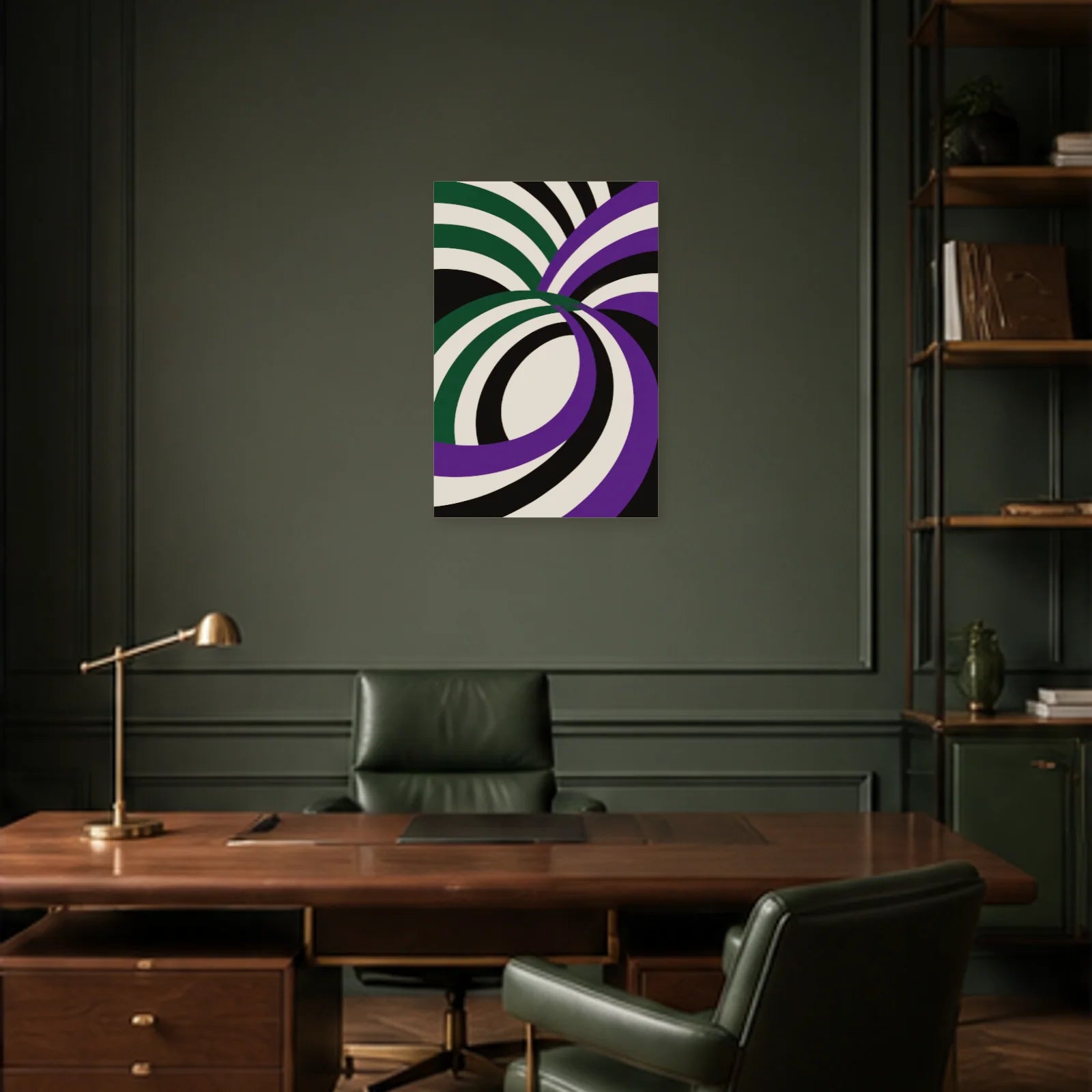 Affiche abstraite - Courbes moirées dans un bureau - Art Virtuoso