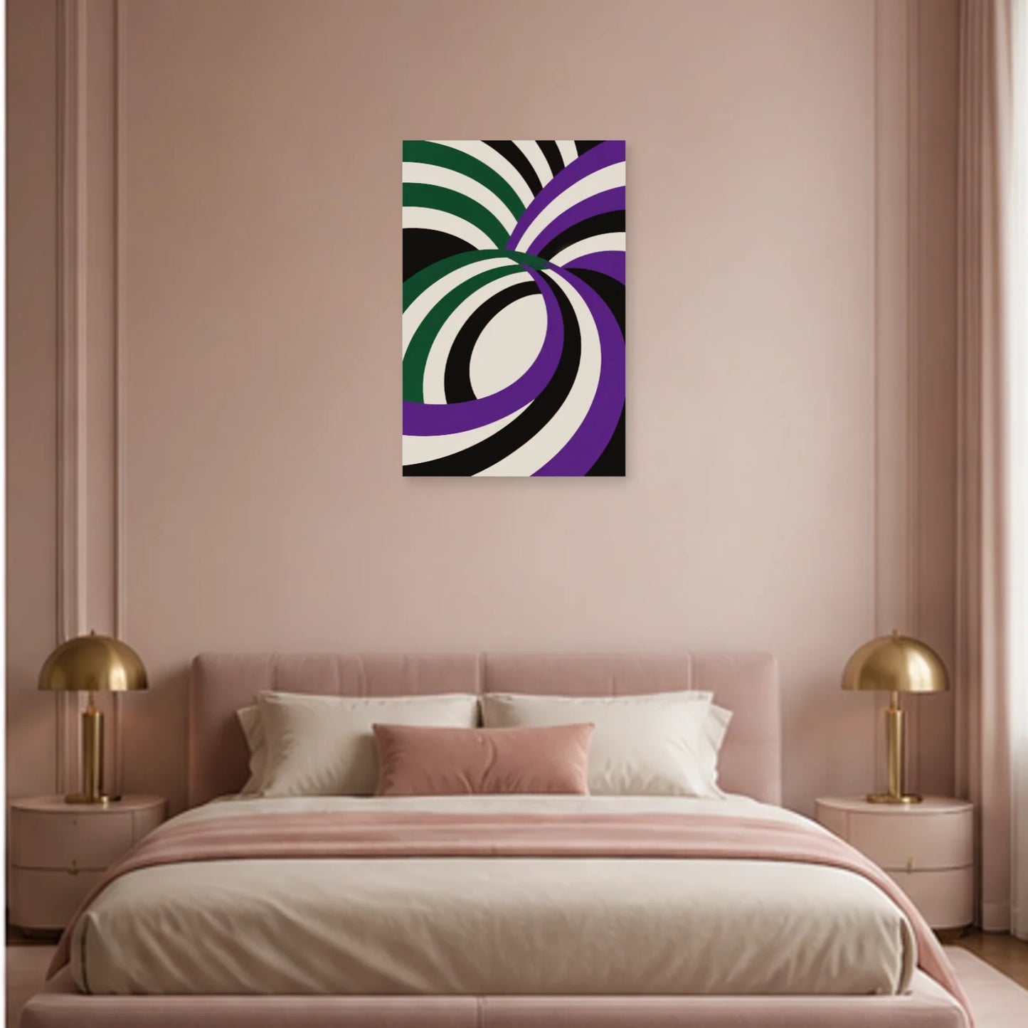 Affiche abstraite - Courbes moirées dans une chambre - Art Virtuoso