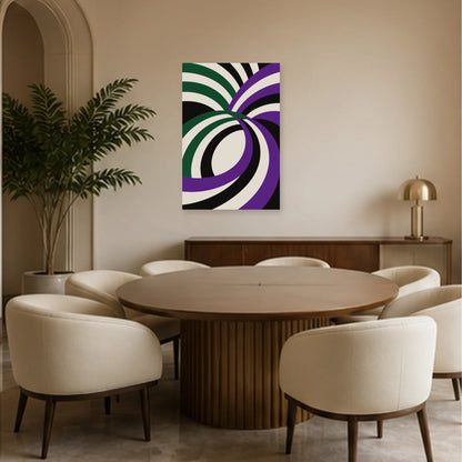 Affiche abstraite - Courbes moirées dans une salle à manger - Art Virtuoso