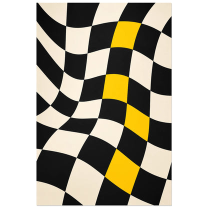 Affiche abstraite - Damier vibrant, op art en damier deforme verticale, format 40 × 60 cm