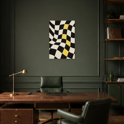 Affiche abstraite - Damier vibrant dans un bureau - Art Virtuoso