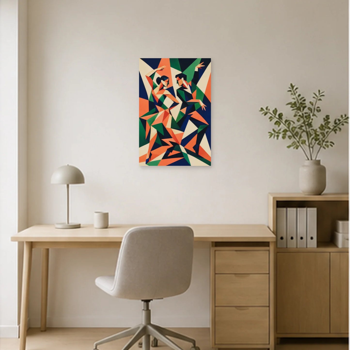 Affiche abstraite - Danse fragmentée dans un bureau - Art Virtuoso