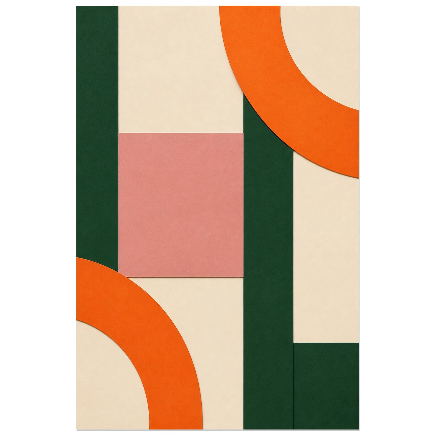 Affiche abstraite - Découpes graphiques, collage abstrait en papiers decoupes verticale, format 30 × 45 cm