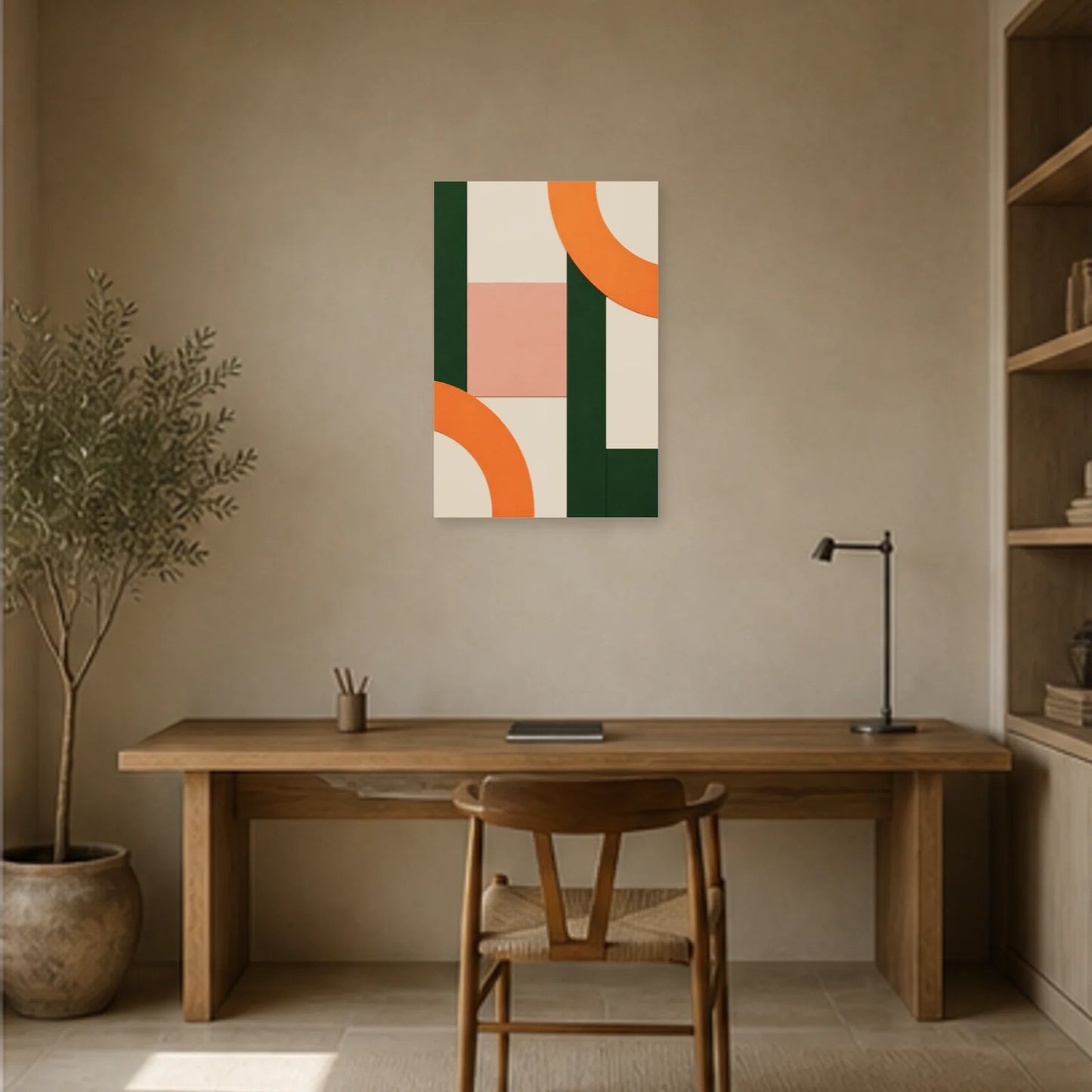 Affiche abstraite - Découpes graphiques dans un bureau - Art Virtuoso