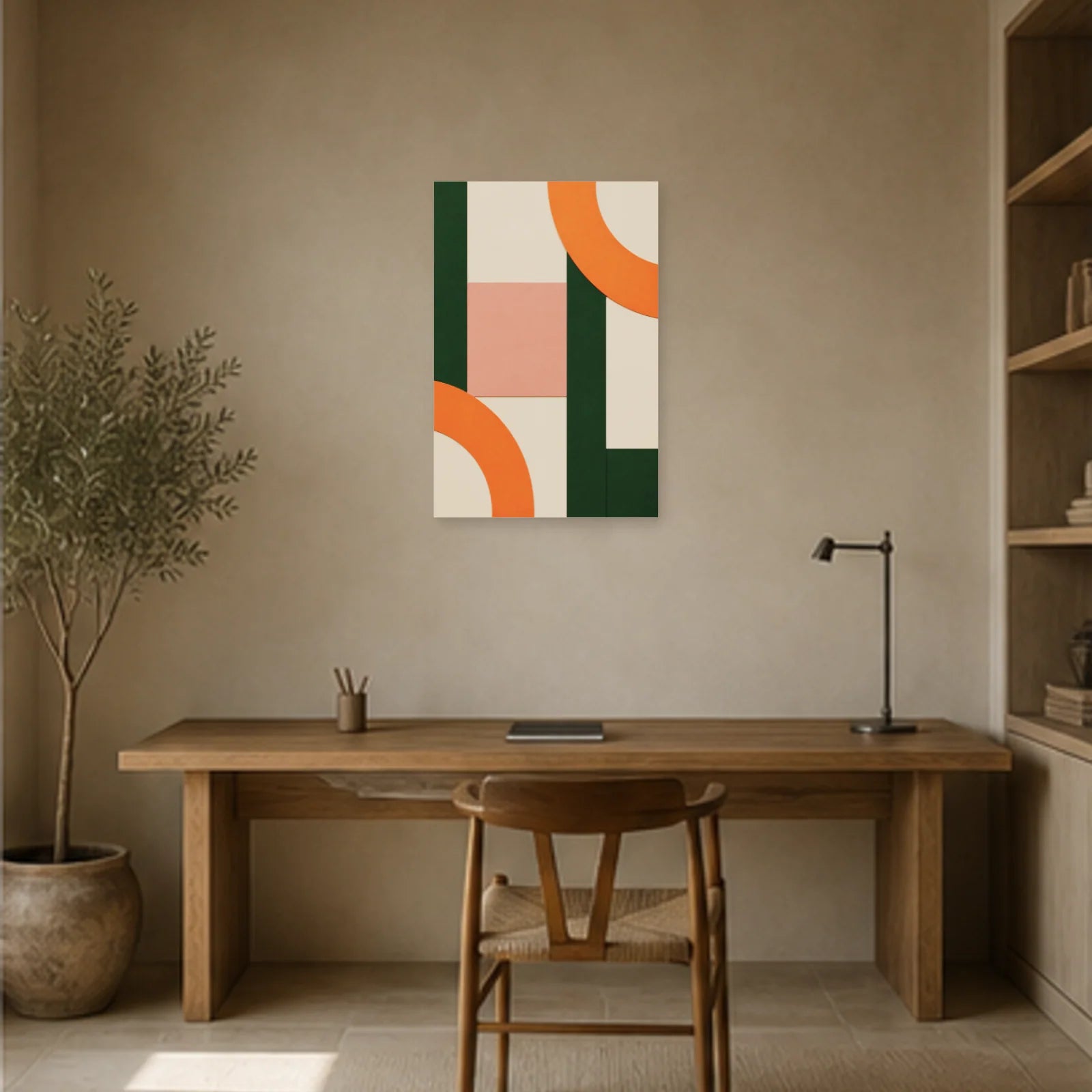Affiche abstraite - Découpes graphiques dans un bureau - Art Virtuoso