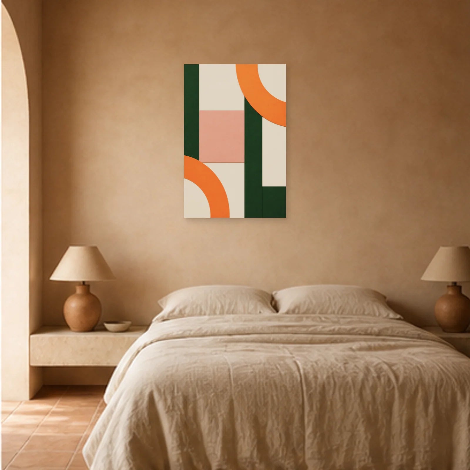 Affiche abstraite - Découpes graphiques dans une chambre - Art Virtuoso