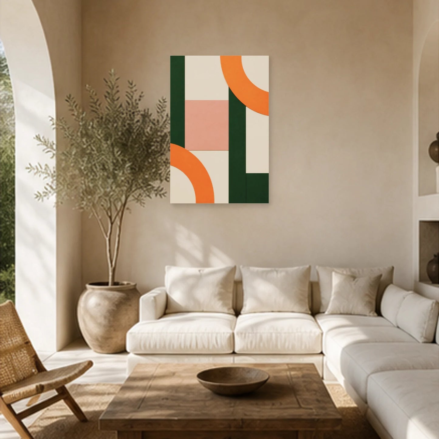 Affiche abstraite - Découpes graphiques dans un salon - Art Virtuoso