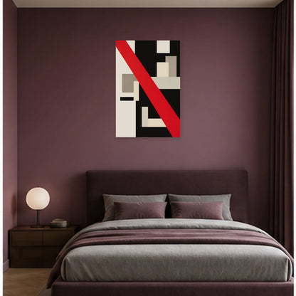 Affiche abstraite - Diagonale rouge dans une chambre - Art Virtuoso