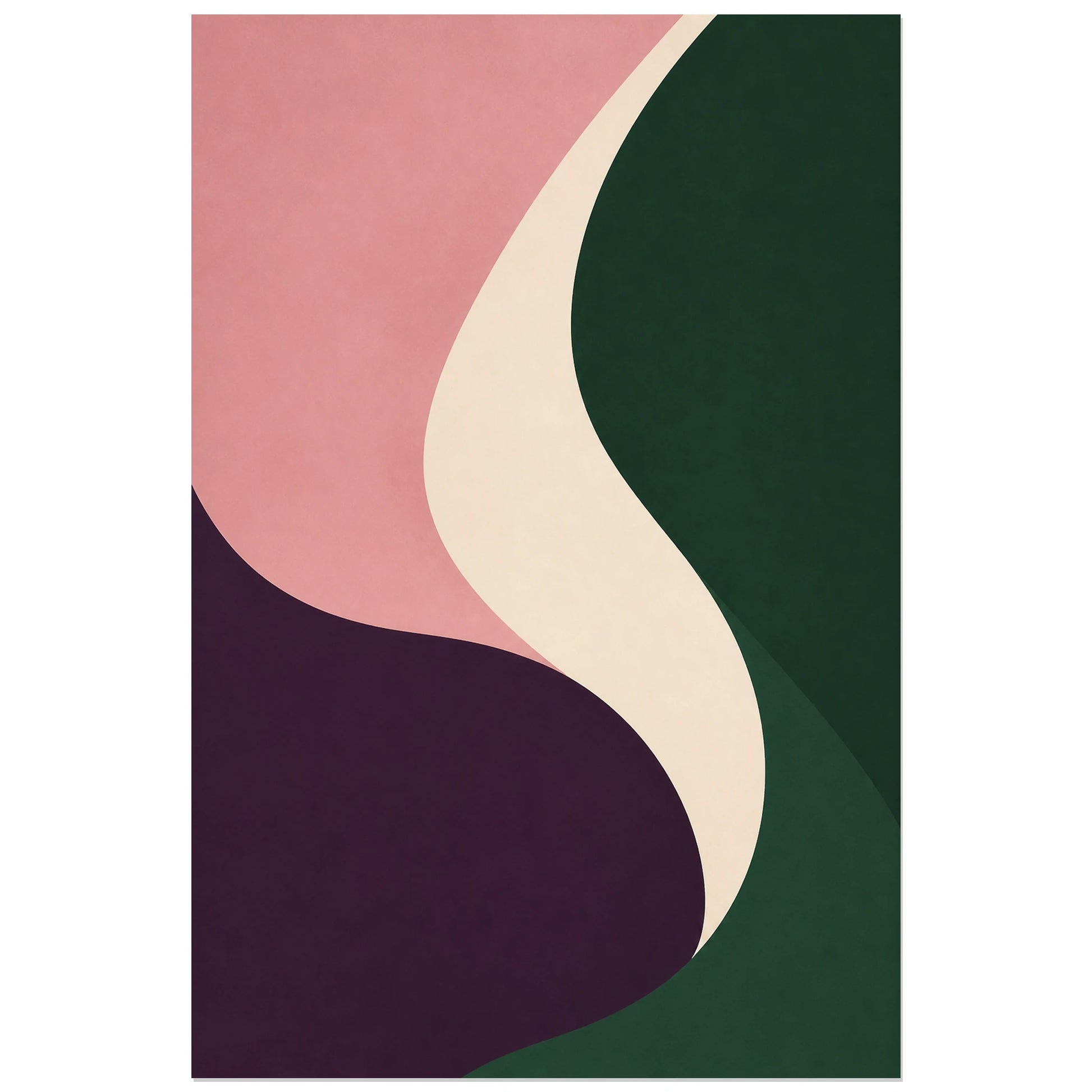 Affiche abstraite - Dialogue des courbes, abstraction organique minimaliste verticale, format 30 × 45 cm