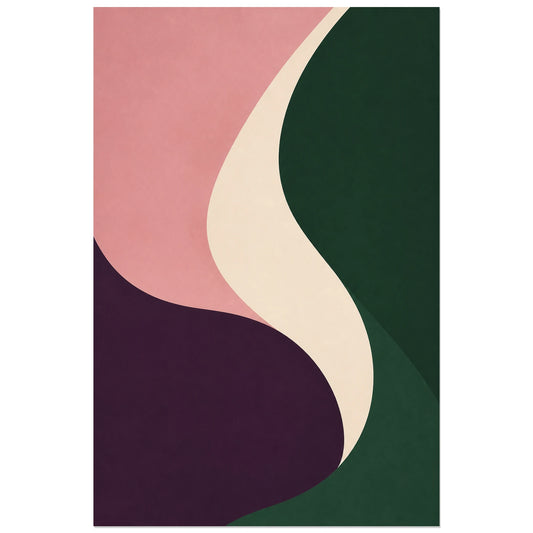 Affiche abstraite - Dialogue des courbes, abstraction organique minimaliste verticale, format 30 × 45 cm
