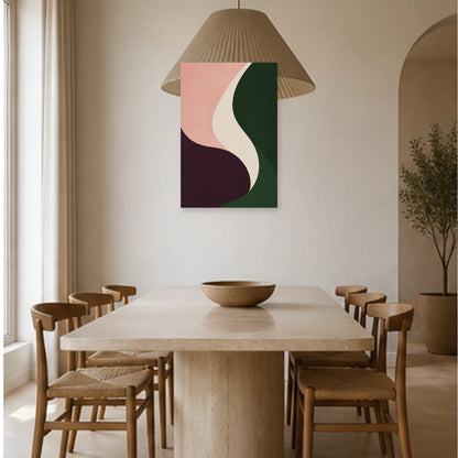 Affiche abstraite - Dialogue des courbes dans une salle à manger - Art Virtuoso