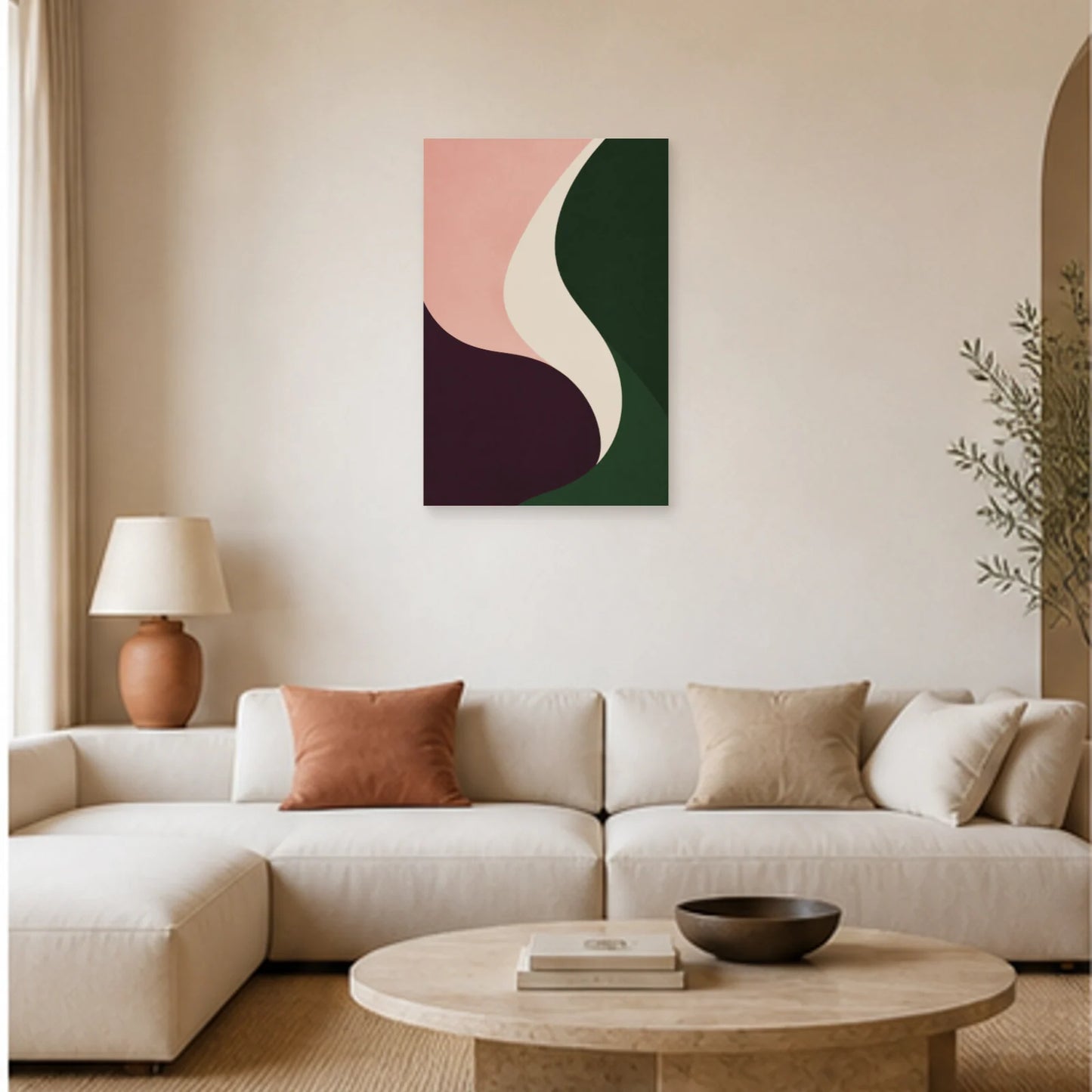 Affiche abstraite - Dialogue des courbes dans un salon - Art Virtuoso