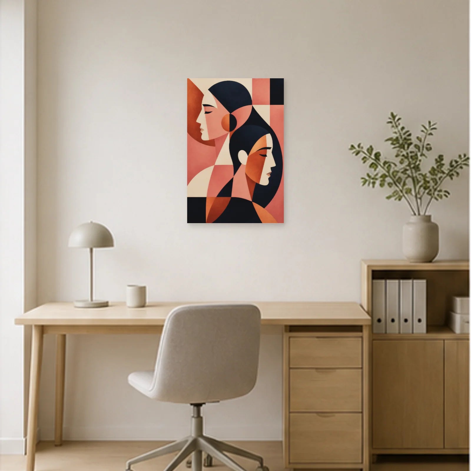 Affiche abstraite - Double profil dans un bureau - Art Virtuoso