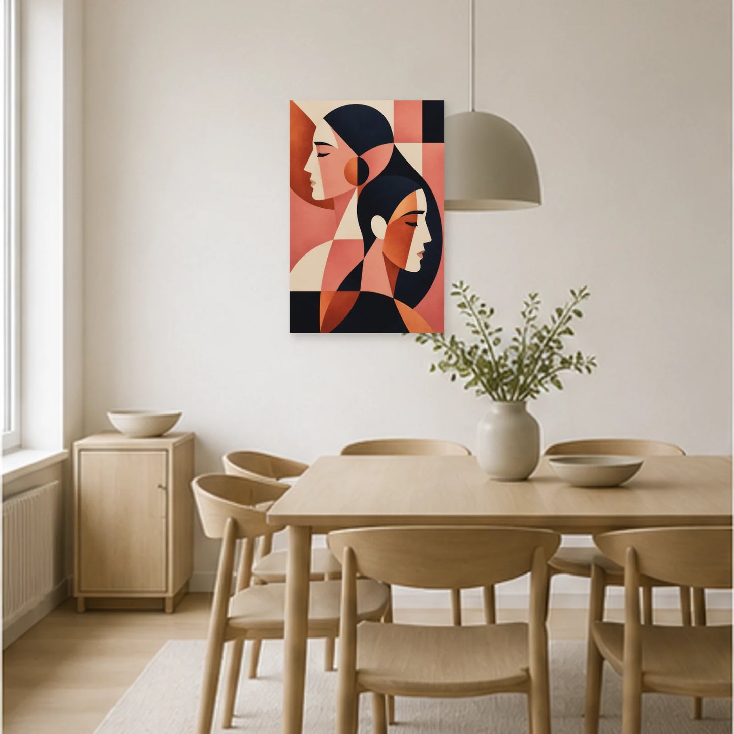 Affiche abstraite - Double profil dans une salle à manger - Art Virtuoso