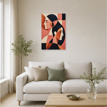 Affiche abstraite - Double profil dans un salon - Art Virtuoso