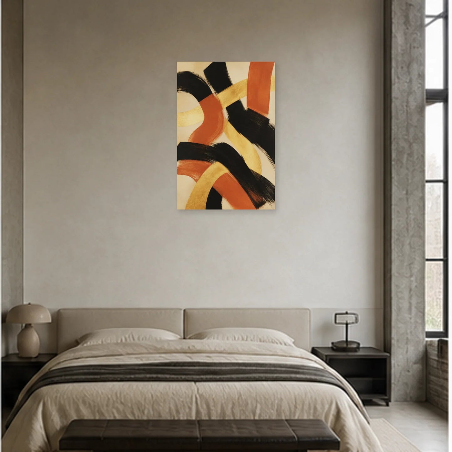 Affiche abstraite - Éclat doré dans une chambre - Art Virtuoso
