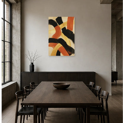 Affiche abstraite - Éclat doré dans une salle à manger - Art Virtuoso