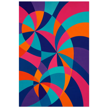 Affiche abstraite - Éclats chromatiques, abstraction chromatique en arcs verticale, format 60 × 90 cm