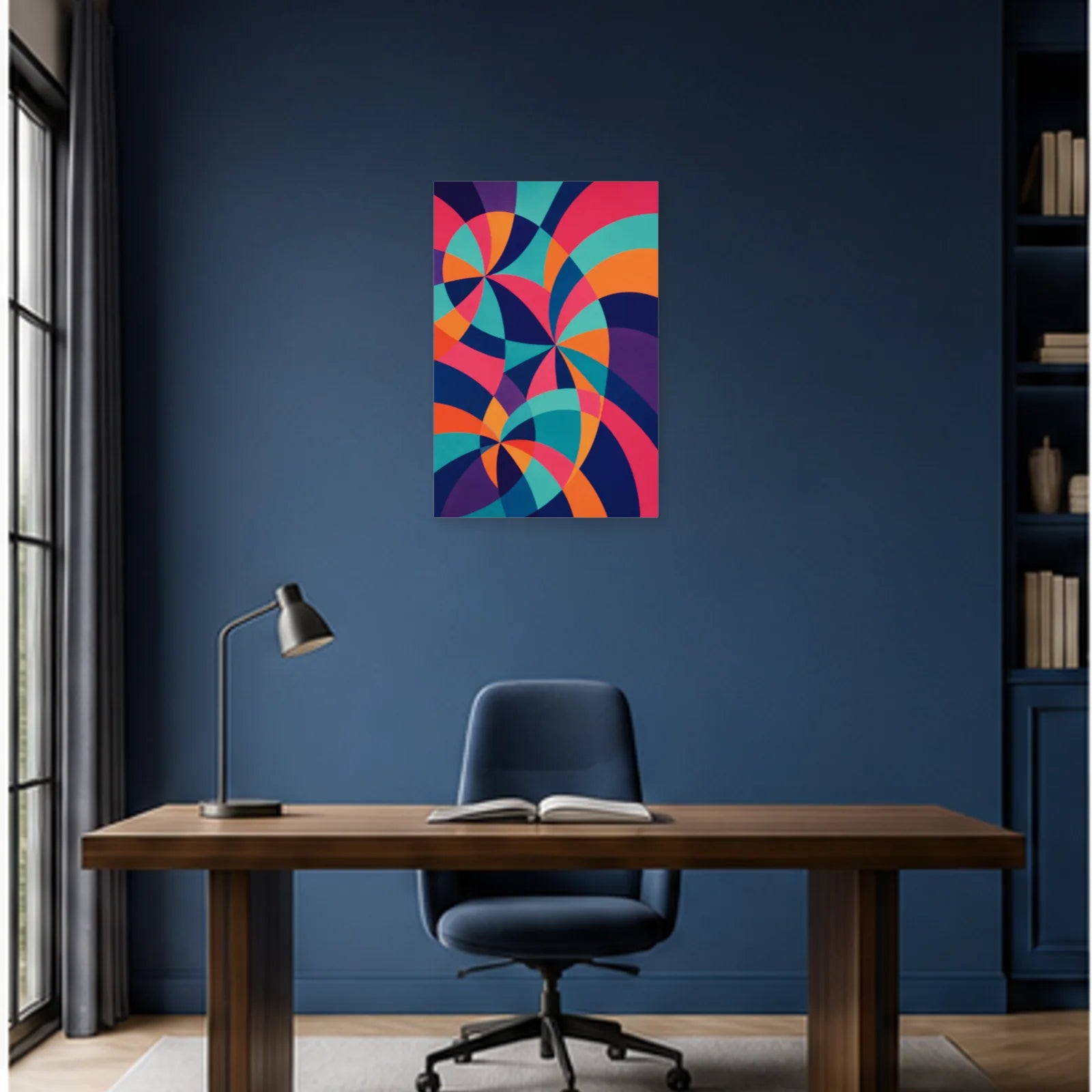 Affiche abstraite - Éclats chromatiques dans un bureau - Art Virtuoso