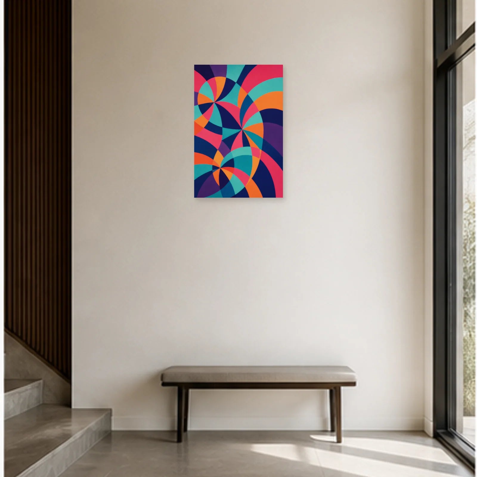 Affiche abstraite - Éclats chromatiques dans une entrée ou un couloir - Art Virtuoso