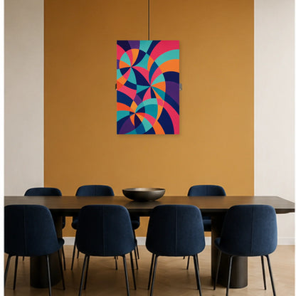 Affiche abstraite - Éclats chromatiques dans une salle à manger - Art Virtuoso
