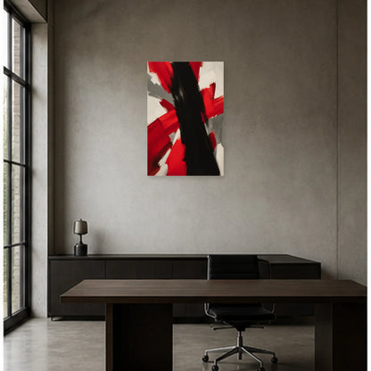 Affiche abstraite - Énergie rouge noire dans un bureau - Art Virtuoso