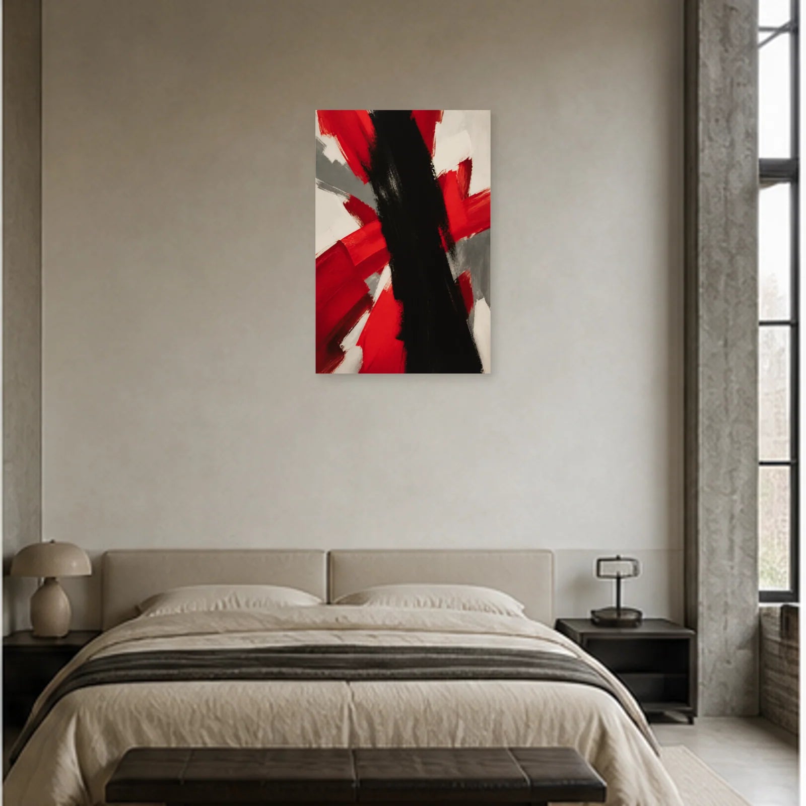 Affiche abstraite - Énergie rouge noire dans une chambre - Art Virtuoso