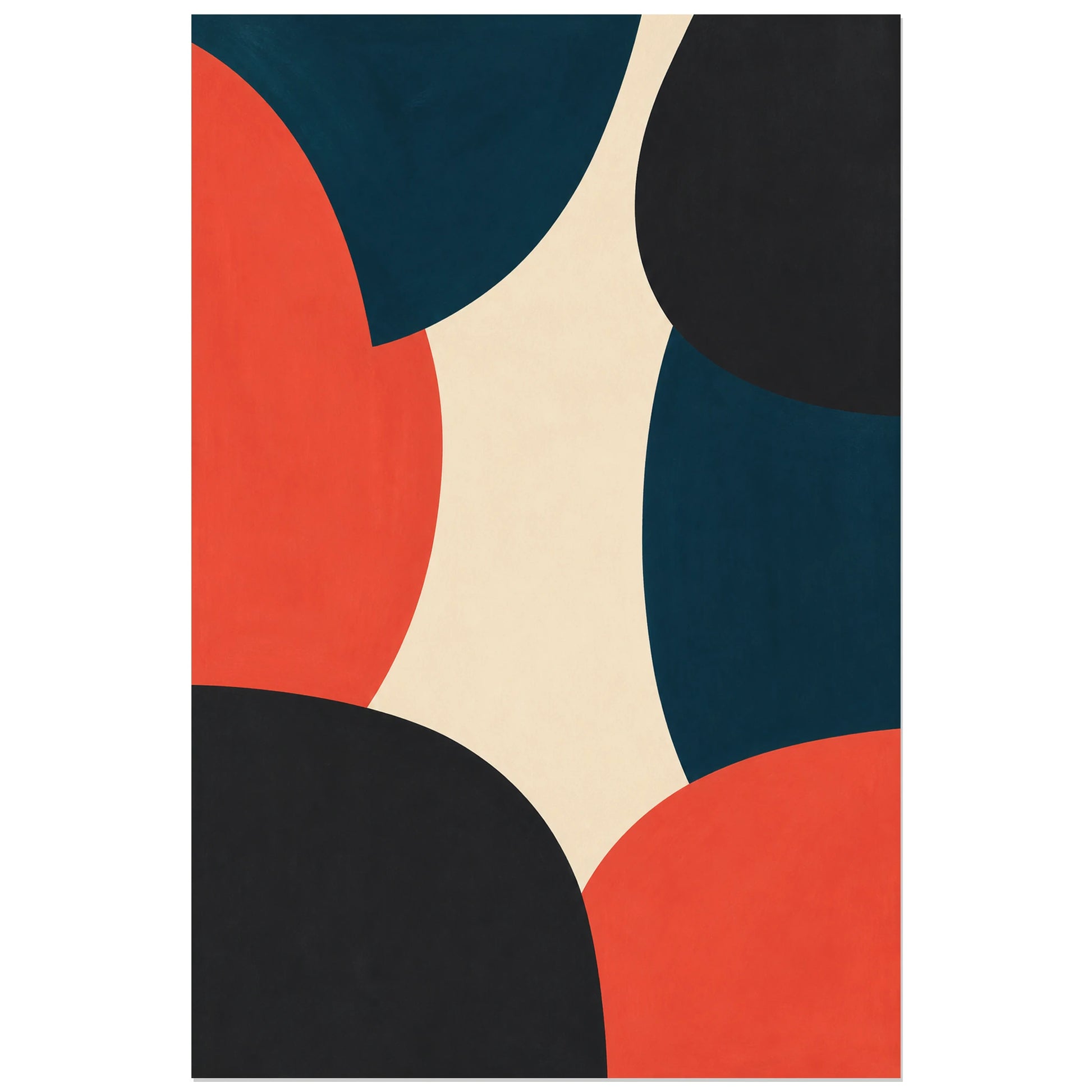 Affiche abstraite - Équilibre des formes, abstraction contemporaine en gouache mate verticale, format 30 × 45 cm