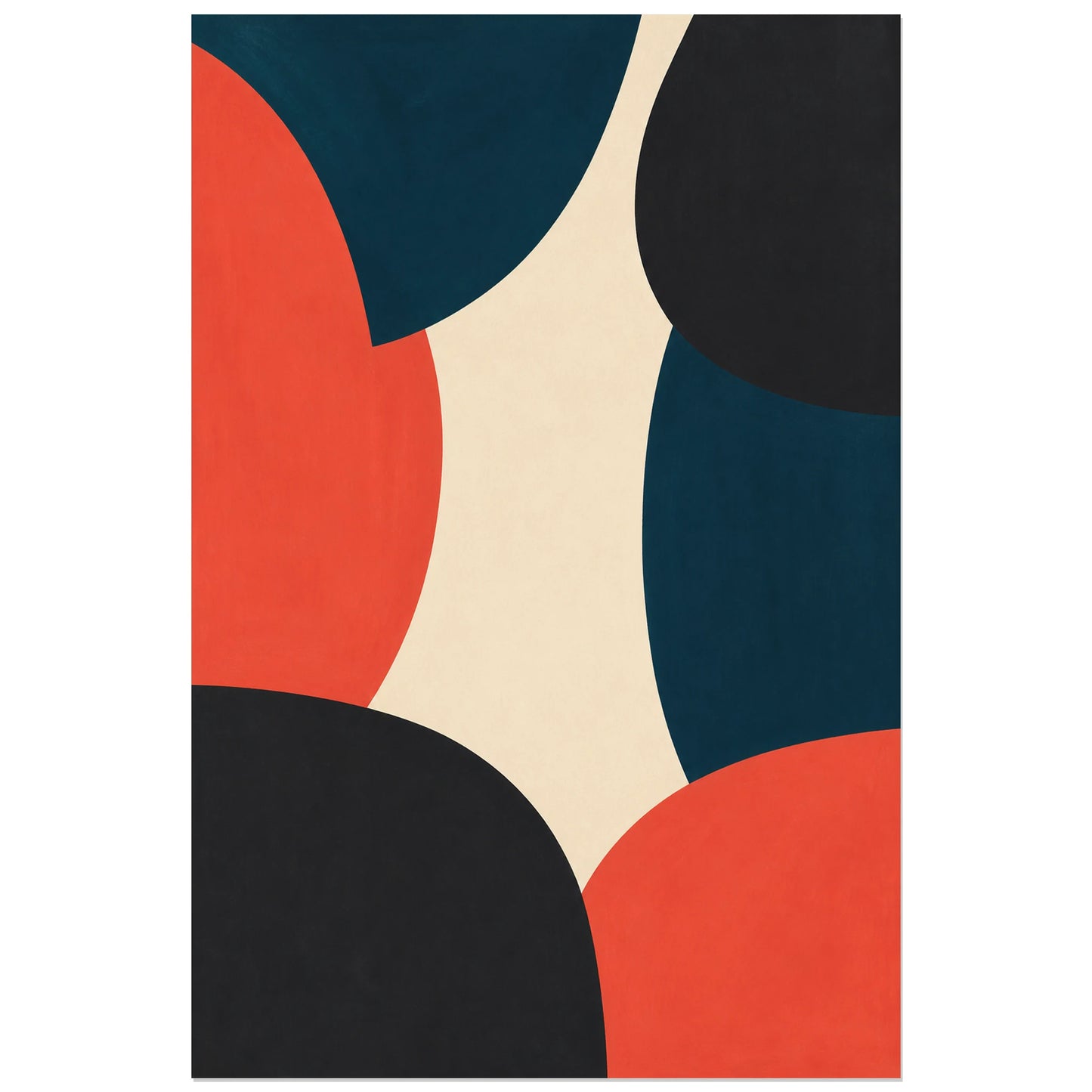 Affiche abstraite - Équilibre des formes, abstraction contemporaine en gouache mate verticale, format 40 × 60 cm