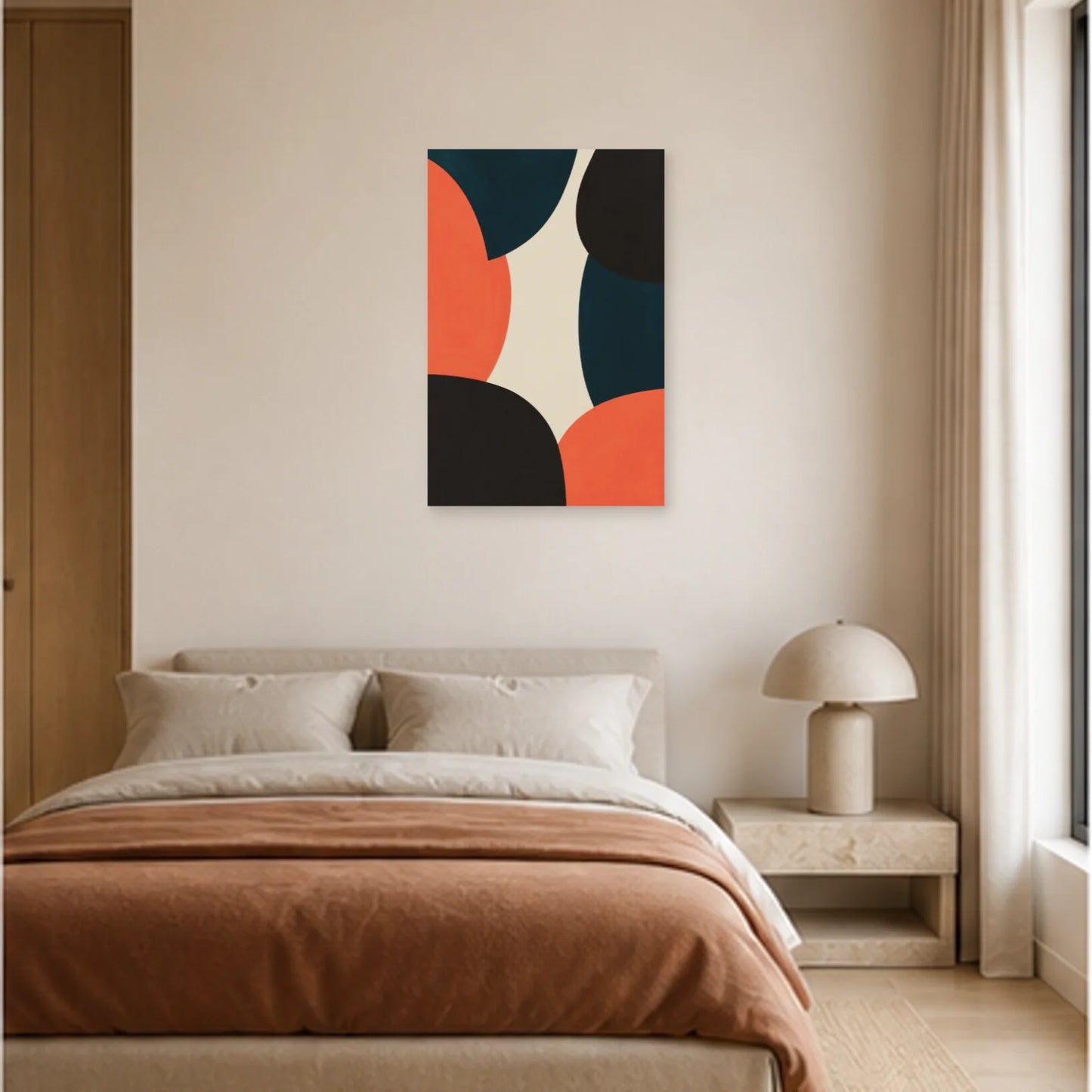 Affiche abstraite - Équilibre des formes dans une chambre - Art Virtuoso