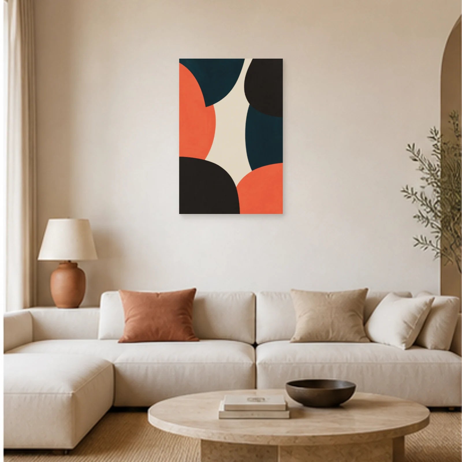 Affiche abstraite - Équilibre des formes dans un salon - Art Virtuoso
