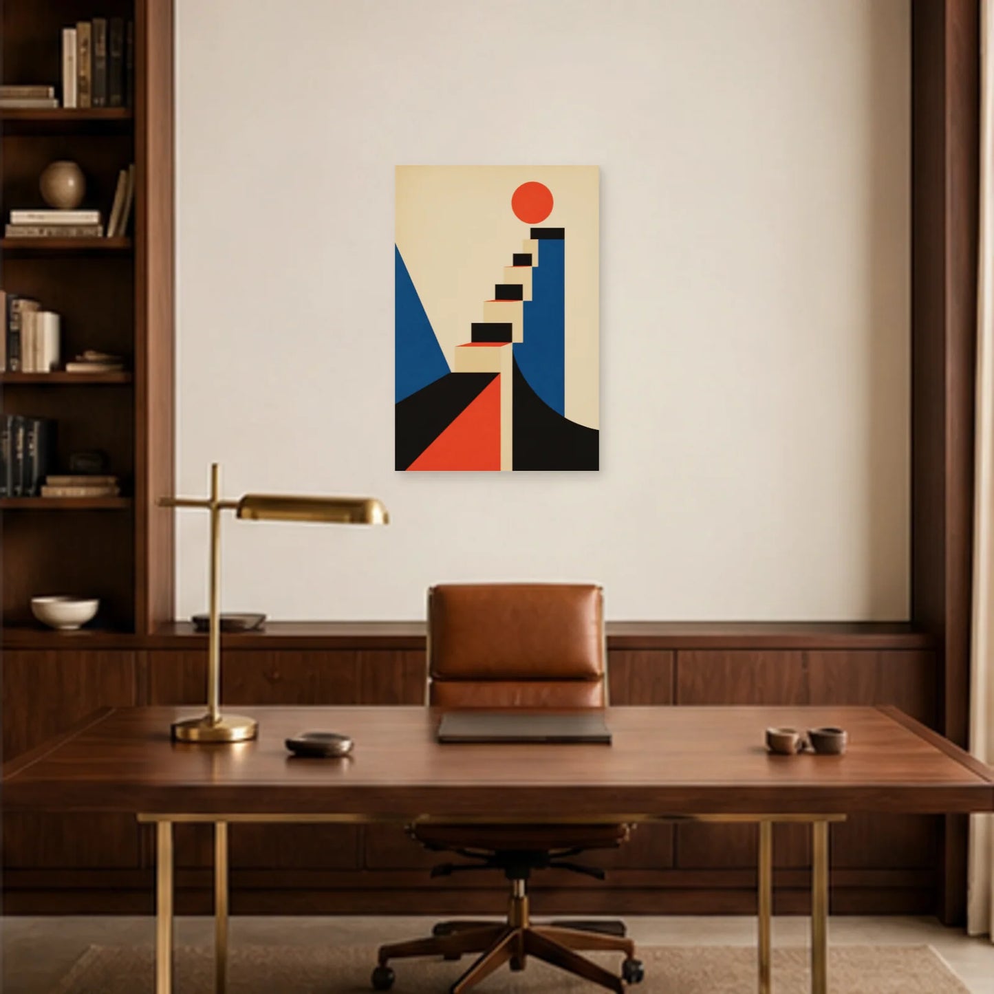Affiche abstraite - Escalier graphique dans un bureau - Art Virtuoso