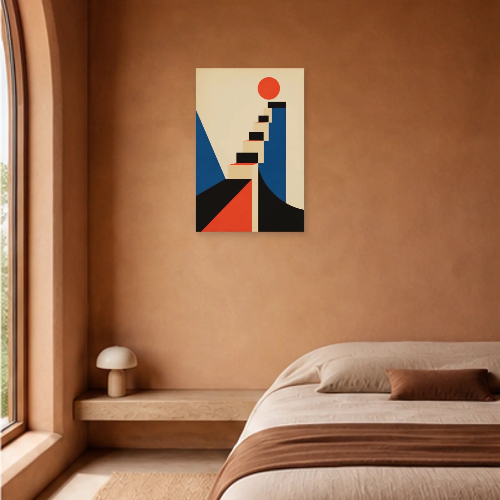Affiche abstraite - Escalier graphique dans une chambre - Art Virtuoso
