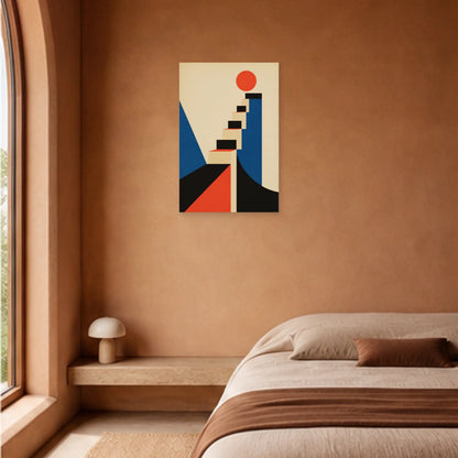 Affiche abstraite - Escalier graphique dans une chambre - Art Virtuoso