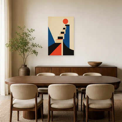 Affiche abstraite - Escalier graphique dans une salle à manger - Art Virtuoso