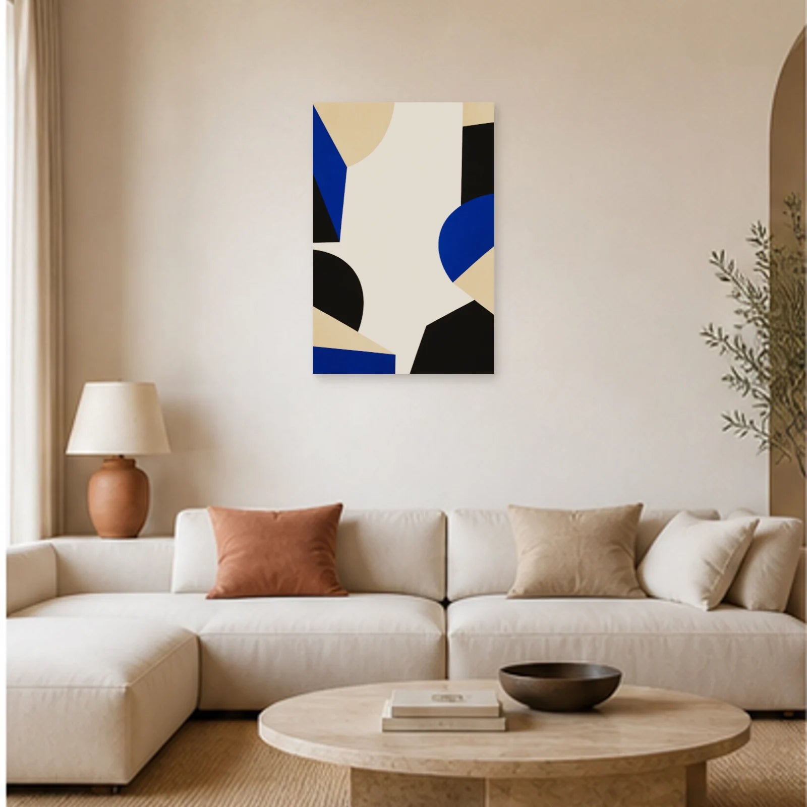 Affiche abstraite - Espace négatif dans un salon - Art Virtuoso