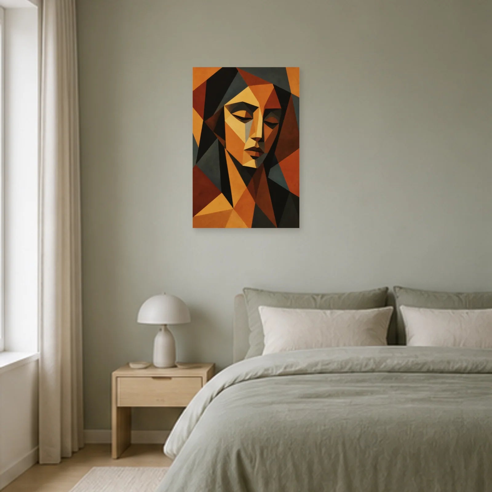 Affiche abstraite - Facettes ocre dans une chambre - Art Virtuoso