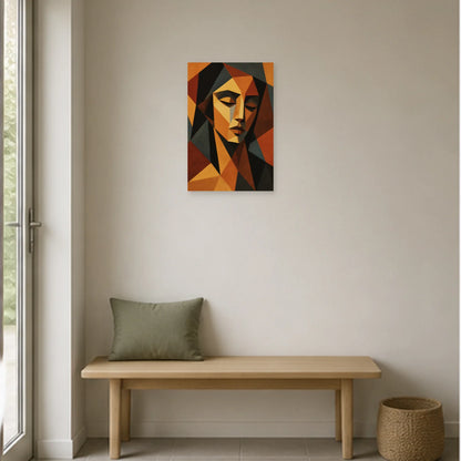 Affiche abstraite - Facettes ocre dans une entrée ou un couloir - Art Virtuoso