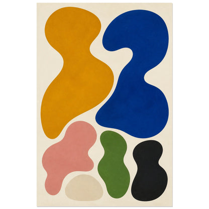 Affiche abstraite - Famille biomorphique, abstraction biomorphique en gouache mate verticale, format 60 × 90 cm