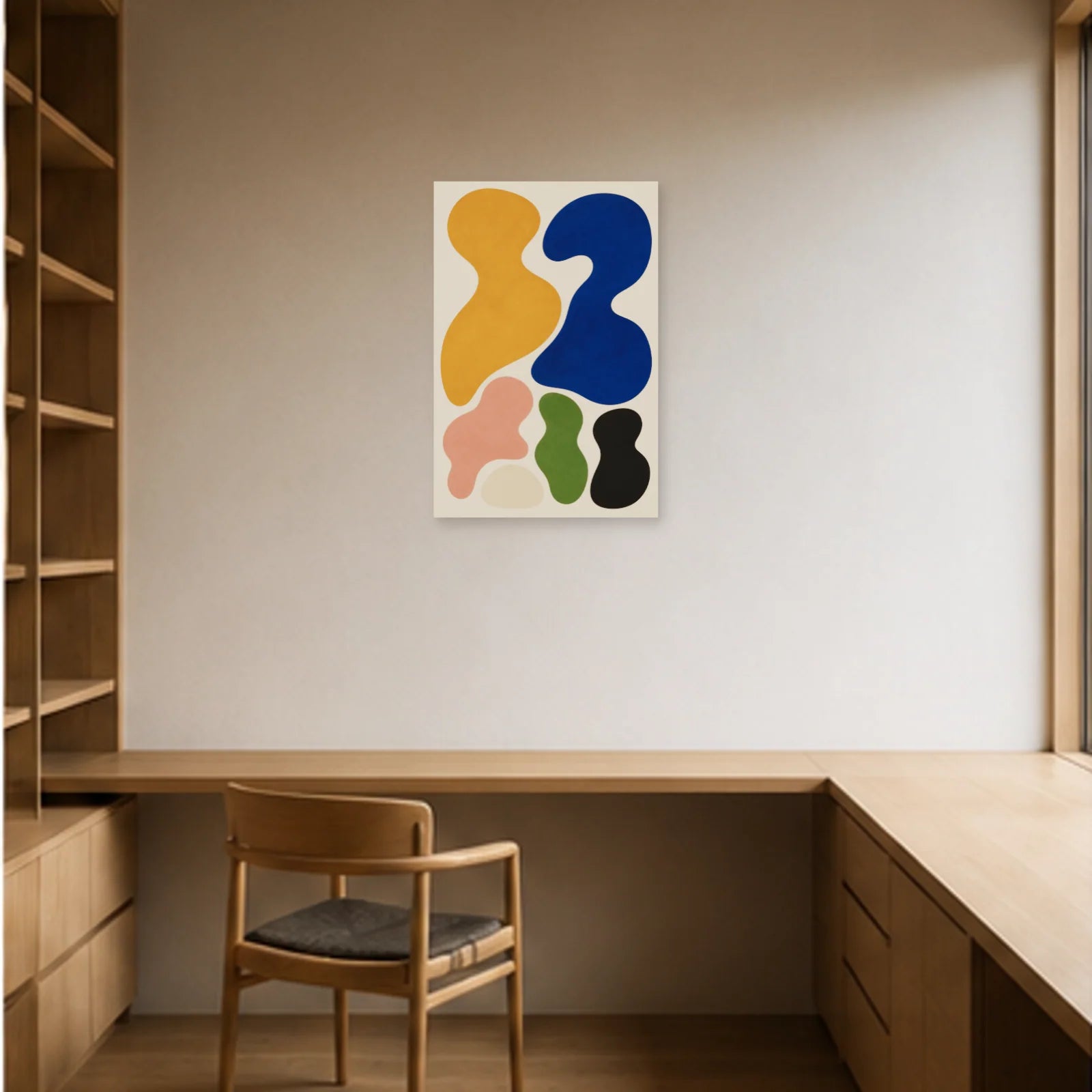 Affiche abstraite - Famille biomorphique dans un bureau - Art Virtuoso