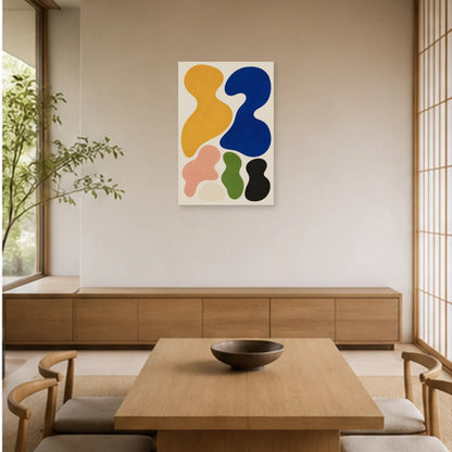 Affiche abstraite - Famille biomorphique dans une salle à manger - Art Virtuoso