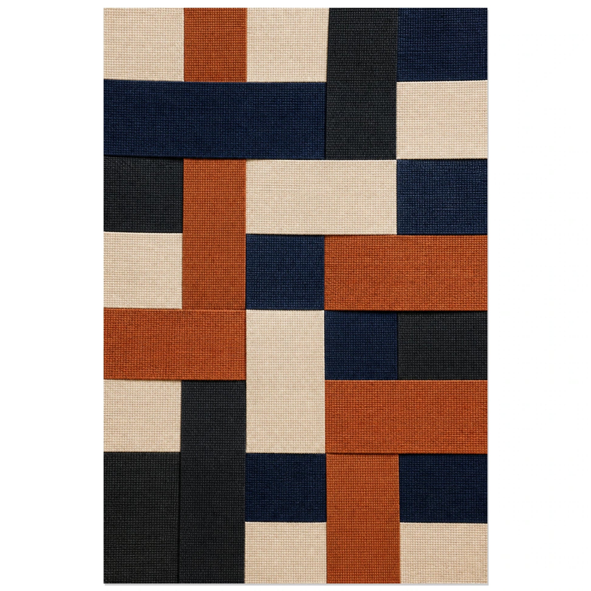 Affiche abstraite - Fibres textiles, collage textile abstrait verticale, format 30 × 45 cm