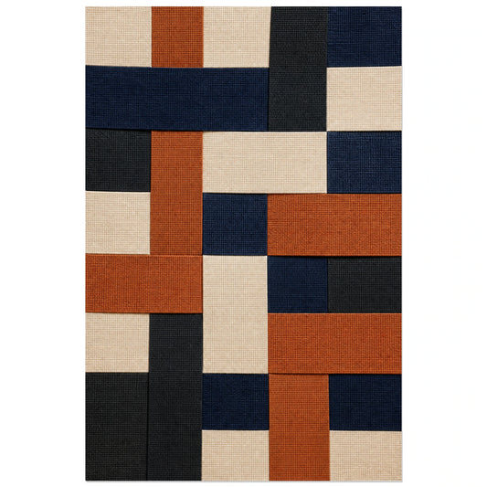 Affiche abstraite - Fibres textiles, collage textile abstrait verticale, format 30 × 45 cm