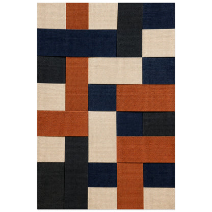 Affiche abstraite - Fibres textiles, collage textile abstrait verticale, format 40 × 60 cm