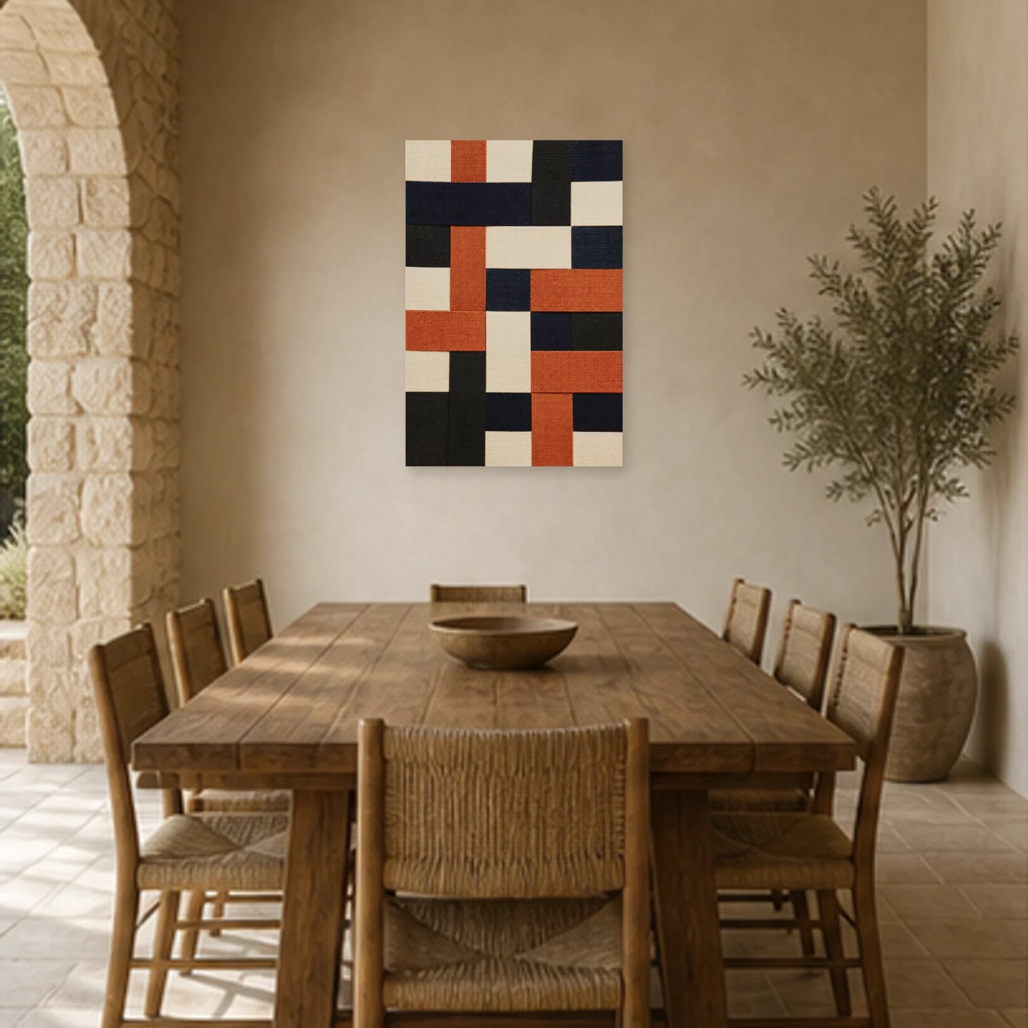 Affiche abstraite - Fibres textiles dans une salle à manger - Art Virtuoso