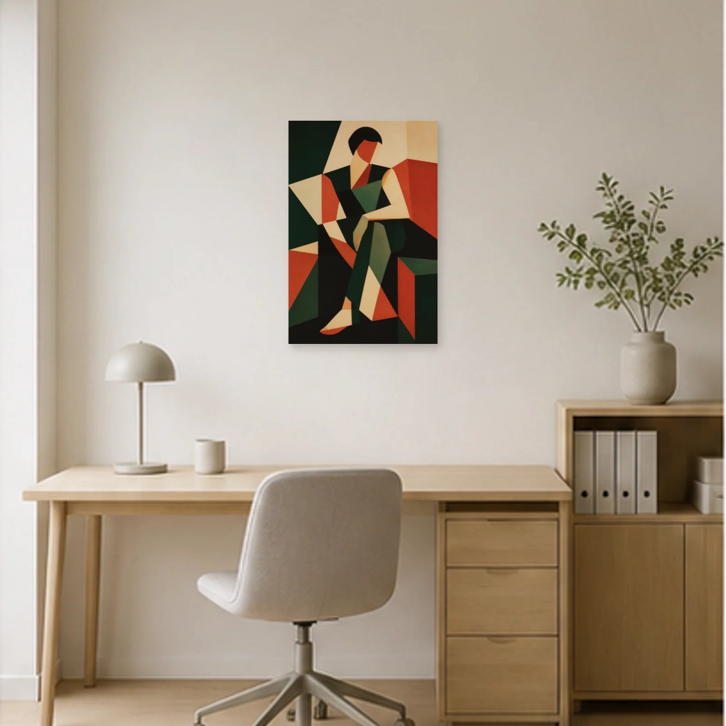 Affiche abstraite - Figure assise dans un bureau - Art Virtuoso