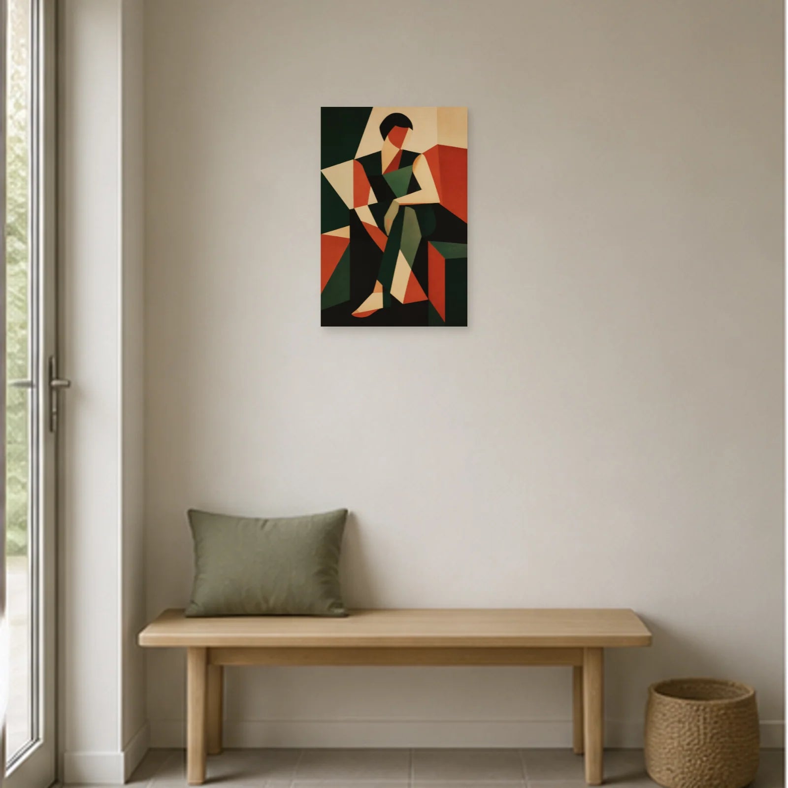 Affiche abstraite - Figure assise dans une entrée ou un couloir - Art Virtuoso